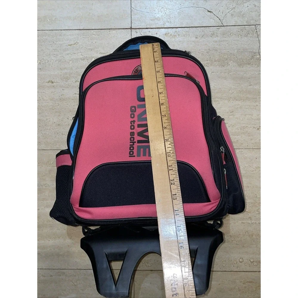 Unme Go To School Kids Rolling Backpack for Girls Pink‎